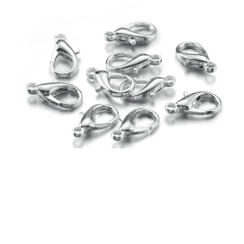 200-teiliges Ring- und 100-teiliges Verschluss-Set mit Karabinerverschluss, offene Biegeringe für Armband- und Halskettenverbinder, Schmuckherstellung, DIY-Set, Großhandel, Silber, 18 mm Verschluss, von VIEPGJ