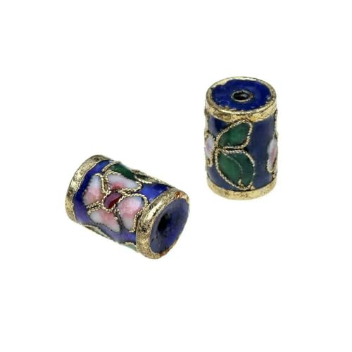 5 Stück/Los Zylinder Diamant Emaille handgefertigte Cloisonné-Perlen DIY Kupferabstand dekorativer Schmuck in verschiedenen Formen-Zylinder YZ02-5 Stück von VIEPGJ