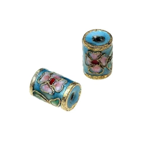 5 Stück/Los Zylinder Diamant Emaille handgefertigte Cloisonné-Perlen DIY Kupferabstand dekorativer Schmuck in verschiedenen Formen-Zylinder YZ03-5 Stück von VIEPGJ