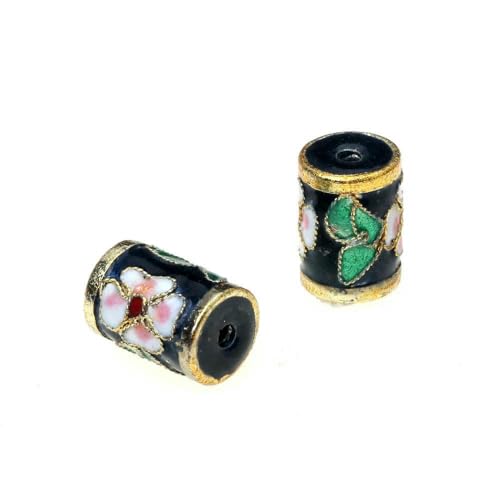 5 Stück/Los Zylinder Diamant Emaille handgefertigte Cloisonné-Perlen DIY Kupferabstand dekorativer Schmuck in verschiedenen Formen-Zylinder YZ04-5 Stück von VIEPGJ