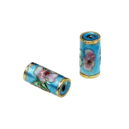 5 Stück/Los Zylinder Diamant Emaille handgefertigte Cloisonné-Perlen DIY Kupferabstand dekorativer Schmuck in verschiedenen Formen-Zylinder YZ05-5 Stück von VIEPGJ