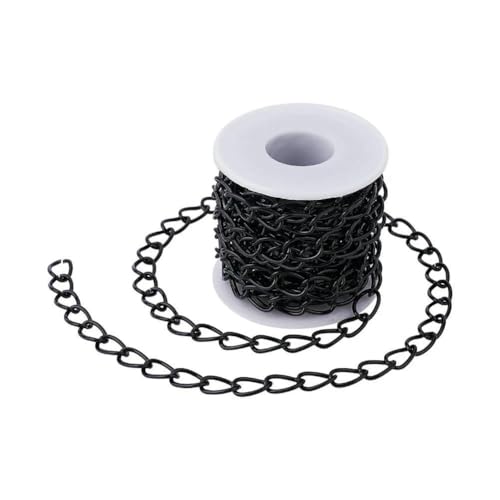 5 m schwarze Metallkettenrolle, Aluminium-Panzerketten, ungeschweißte, gedrehte Gliederkette für die Herstellung von Armbändern, Halsketten, Ketten und Schmuck mit Spule, 15 x 10 x 2 mm, b 5 m schwarze Metallkettenrolle, Aluminium-Panzerketten, ungeschweißte, gedrehte Gliederkette für die Herstellung von Armbändern, Halsketten, Ketten und Schmuck mit Spule, 15 x 10 x 2 mm, b von VIEPGJ