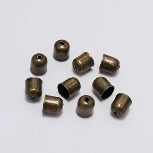 50–100 Stück/Los Crimp-Endkappen, Lederkordeln, Endkappen, Perlenkappen, passend für 4–12 mm Verschlüsse für DIY-Schmuckherstellung, Zubehör, Zubehör, Antikbronze, 8 x 9 mm, 50 Stück von VIEPGJ