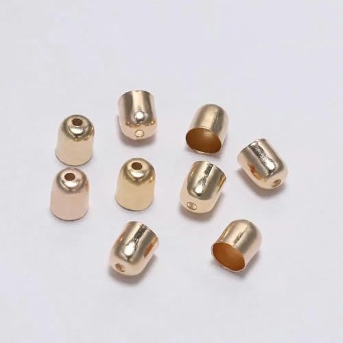 50–100 Stück/Los Crimp-Endkappen, Lederkordeln, Endkappen, Perlenkappen, passend für 4–12 mm Verschlüsse für DIY-Schmuckherstellung, Zubehör-KC Gold-4 x 5 mm-100 Stück von VIEPGJ