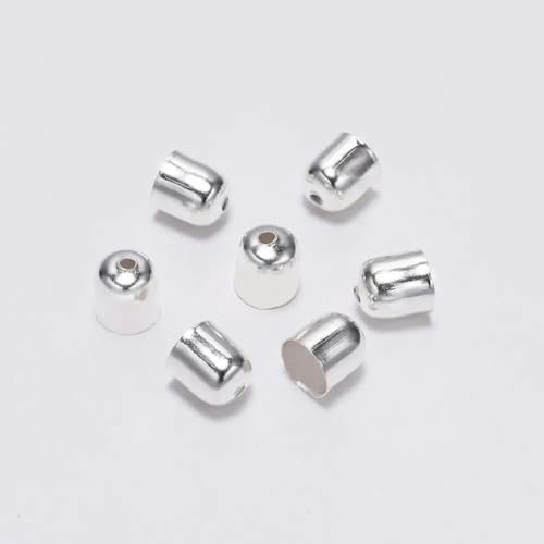 50–100 Stück/Los Crimp-Endkappen, Lederkordeln, Endkappen, Perlenkappen, passend für 4–12 mm Verschlüsse für DIY-Schmuckherstellung, Zubehör-Silber-10 x 11 mm, 50 Stück von VIEPGJ