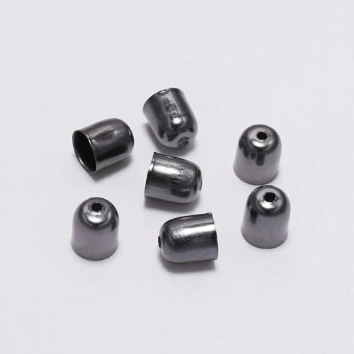 50–100 Stück/Los Crimp-Endkappen, Lederkordeln, Endkappen, Perlenkappen, passend für 4–12 mm Verschlüsse zur DIY-Schmuckherstellung, Zubehör-Gun Black-5 x 6 mm-100 Stück von VIEPGJ