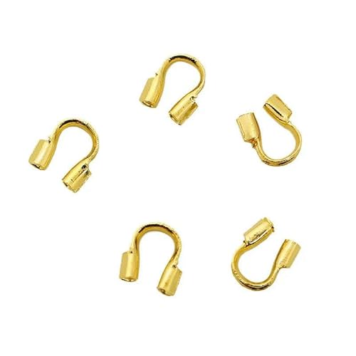 50 Stück Edelstahl-Verschlüsse, Quetschperlen-Abdeckungen für Perlenschnur, Faden, Armbandhaken, Verbinder, DIY-Halsketten, Schmuckherstellung, Gold, Loch 0,7 mm von VIEPGJ