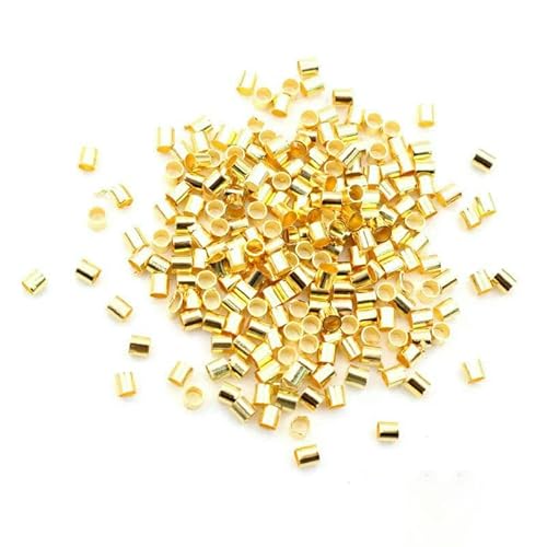 500 Stück 1,5 2,0 mm Gold-Silber-Farbrohr-Crimp-Endperlen Stopper-Abstandshalter für DIY-Halsketten Schmuckherstellung Zubehör-Gold-2,0 mm von VIEPGJ