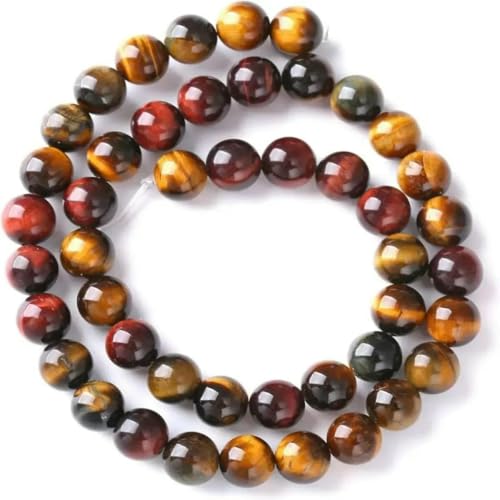 6/8/10 mm A+ Qualität Naturstein Tigerauge Stein Runde lose Perlen für Schmuckherstellung DIY Bettelarmband Halskette-Farbe Tigerauge-8mm von VIEPGJ