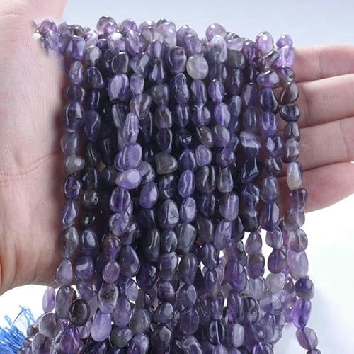 6–8 mm natürliche Amethyst-Nugget-Perlen, kleine unregelmäßige Edelstein-Chips, Perlen zur Schmuckherstellung, DIY-Armband, Halskettenzubehör, 92 Amethyst, 6–8 mm (50 Stück) von VIEPGJ