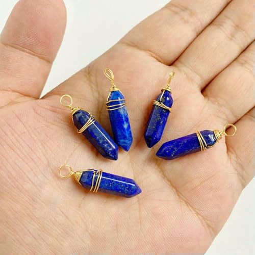 Natürlicher Lapislazuli-Anhänger, blaues Herz, quadratisch, oval, Kugelstein, Charms zur Schmuckherstellung, Halskette, Ohrringe, Armband, DIY, 2 Stück, Nr. 6 von VIEPGJ