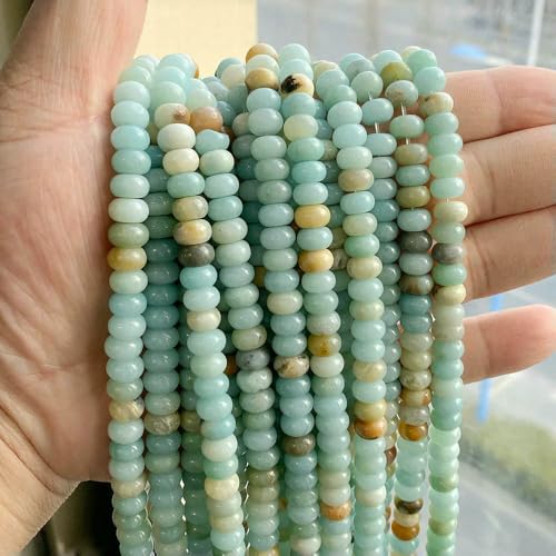 Naturstein-Rondelle-Perlen, Jaspis, Jade, Abstandshalter, runde, flache Perle, DIY-Armband, Halskette, Ohrringe, Zubehör, Größe 5 x 8 mm – 21 Amazonit – 5 x 8 mm, 33 bis 35 Stück Naturstein-Rondelle-Perlen, Jaspis, Jade, Abstandshalter, runde, flache Perle, DIY-Armband, Halskette, Ohrringe, Zubehör, Größe 5 x 8 mm – 21 Amazonit – 5 x 8 mm, 33 bis 35 Stück von VIEPGJ