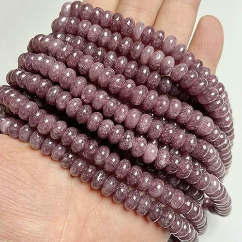 Naturstein-Rondellperlen, Jaspis, Jade, Abstandshalter, runde, flache Perle, DIY-Armband, Halskette, Ohrringe, Zubehör, Größe 5 x 8 mm, 11 Lila Chalcedon, 5 x 8 mm, 33 bis 35 Stück Naturstein-Rondellperlen, Jaspis, Jade, Abstandshalter, runde, flache Perle, DIY-Armband, Halskette, Ohrringe, Zubehör, Größe 5 x 8 mm, 11 Lila Chalcedon, 5 x 8 mm, 33 bis 35 Stück von VIEPGJ