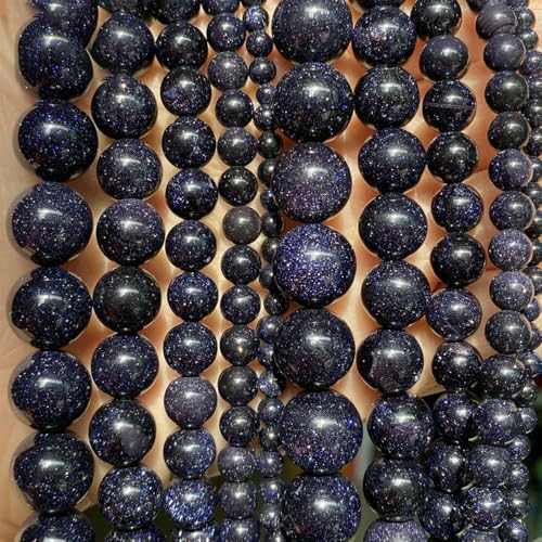 Natursteinperlen 4 6 8 10 mm Lava Amazonit Achate Amethyst Turmalin Runde Perlen zur Schmuckherstellung DIY-Armbänder-Blauer Sandstein-8 mm 44 bis 46 Stück von VIEPGJ