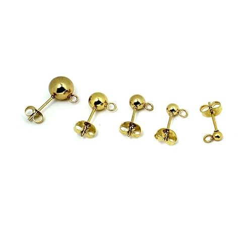 Ohrstecker mit runden Kugeln, Edelstahl, hypoallergen, 3, 4, 5, 6, 8 mm, mit Schlaufe, passend für Damen, DIY-Ohrring-Schmuckherstellung, 20 Stück, goldfarben, 5 mm Ohrstecker mit runden Kugeln, Edelstahl, hypoallergen, 3, 4, 5, 6, 8 mm, mit Schlaufe, passend für Damen, DIY-Ohrring-Schmuckherstellung, 20 Stück, goldfarben, 5 mm von VIEPGJ
