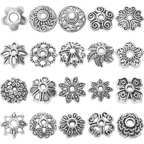 Perlenkappen aus gemischter Blumenlegierung zur Schmuckherstellung, Charm, DIY-Schmuckzubehör, silberfarbene Komponenten, handgefertigtes Vintage-Zubehör, Mix, 40 Stück Perlenkappen aus gemischter Blumenlegierung zur Schmuckherstellung, Charm, DIY-Schmuckzubehör, silberfarbene Komponenten, handgefertigtes Vintage-Zubehör, Mix, 40 Stück von VIEPGJ