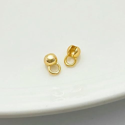 Quetschperlen aus 18 Karat vergoldetem Messing für Lederkordeln mit Schlaufe und Muschelperlenenden für 1,5 mm lange Kettenhalsketten zur Schmuckherstellung, 10 Stück, 18 Karat Gold von VIEPGJ