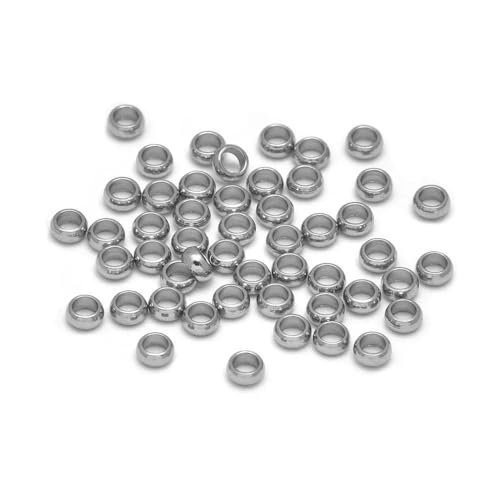Quetschperlen in 4 Größen, Edelstahl, Quetschrohr-Abstandshalter, silberne Kordel-Endkappen, lose Stopperperlen für Ohrringe, Halsketten, Originalfarbe, 3,0 mm, 100 Stück Quetschperlen in 4 Größen, Edelstahl, Quetschrohr-Abstandshalter, silberne Kordel-Endkappen, lose Stopperperlen für Ohrringe, Halsketten, Originalfarbe, 3,0 mm, 100 Stück von VIEPGJ