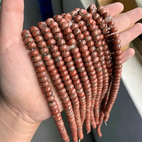 Rondellperlen aus Naturstein, Jaspis, Jade, Abstandshalter, runde, flache Perle, DIY-Armband, Halskette, Ohrringe, Zubehör, Größe 5 x 8 mm, 42 Sesamrot, 5 x 8 mm, 68 bis 70 Stück Rondellperlen aus Naturstein, Jaspis, Jade, Abstandshalter, runde, flache Perle, DIY-Armband, Halskette, Ohrringe, Zubehör, Größe 5 x 8 mm, 42 Sesamrot, 5 x 8 mm, 68 bis 70 Stück von VIEPGJ