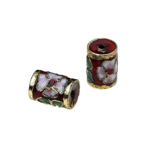 Stück/Los Zylinder Diamant Emaille handgefertigte Cloisonné-Perlen DIY Kupferabstand dekorativer Schmuck in verschiedenen Formen-Zylinder YZ01-5 Stück von VIEPGJ