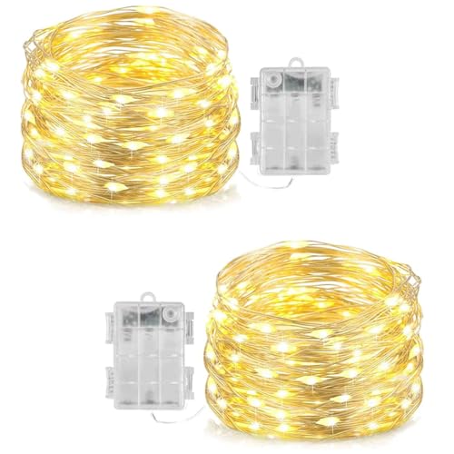 VIEVRE 2 Stück LED Lichterkette 5 Meter,Lichterkette Weihnachten,Lichterkette Weihnachtsbaum,Lichterketten,LED Lichterkette Batterie,Lichterkette LED Batterie für DIY Weihnachten Party Garten von VIEVRE