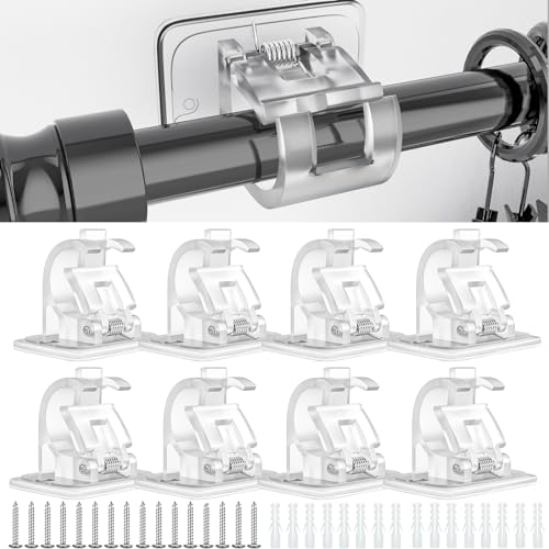 VIEVRE 8 Stück Gardinenhaken Selbstklebend,Gardinen Halterung Ohne Bohren,Gardinenstangen Halterung Selbstklebend,Stangenhalterung für Gardinenstange Ohne Bohren Vorhängen Oder Handtuchstangen von VIEVRE