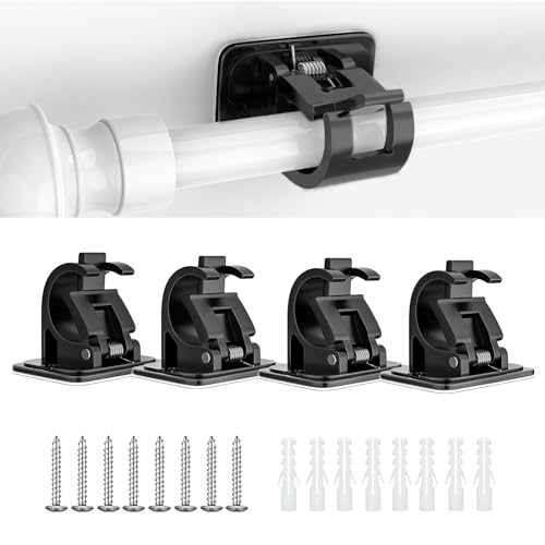 VIEVRE Selbstklebende Gardinenhaken,4 Stück Stangenhalterung,Gardinen Halterung Ohne Bohren,Stangenhalterung zum Kleben,Stangenhalterung Ohne Bohren,Gardinenstange Ohne Bohren,Gardinenstange Halterung von VIEVRE