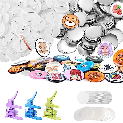 200 Sätze 58 mm runde Abzeichen Materialien für VIHBRAI Badge Maker Maschine, Kunststoff Pin-Back Badge Making Supplies, einschließlich Metall-Shell, Kunststoff zurück Abdeckung & Kunststoff-Folie von VIHBRAI