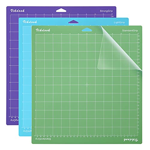 VIKDOOK Schneidematte für Cricut Maker 3/Maker/Explore 3/Air 2/Air/One 12 x 12 30,5 x 30,5 Variety Grip Replacement Adhesive Light Standard Starke Griffmatte für Cricut-Zubehör von VIKDOOK