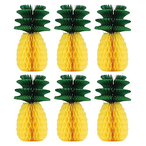 VIKSAUN 6 Stück Blumen Girlande Ananas Wabenbälle Seidenpapier Fan Hawaii Party Dekoration Set, für BBQ Tropischen Garten Tiki Party Dekoration Geburtstags Hawaii-Party (6 Stück) von VIKSAUN