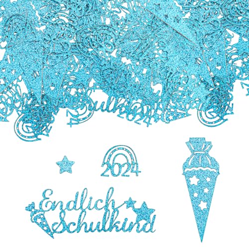 60 Stück Schulkind 2024 Deko Konfetti Groß, Tischdeko Einschulung Deko Confetti, Schulanfang Deko Tisch, Schulkind Deko Glitzer Blue Streudeko Einschulung, Zuckertüte Konfetti für Deko Einschulung von VIKY