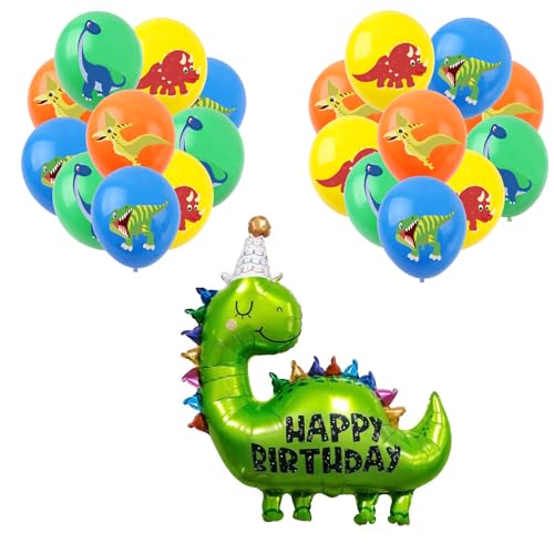 VIKY® 21 Stück Dino Geburtstag Deko Set, Dino Luftballon Geburtstag, Dino Deko Kindergeburtstag, Dinosaurier Geburtstag Deko, Dino Ballon Latex, Dschungel Deko Folienballon Waldtiere Party Dekoration von VIKY