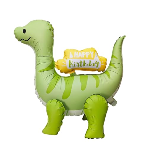 VIKY® Dino Luftballon, XXL 3D Folienballon Dino Stehend, Happy Birthday Dino Ballon, Dino Geburtstag Deko Mädchen Junge, Walking Dinosaurier Luftballons Geburtstag, Dschungel Kindergeburtstag Deko von VIKY