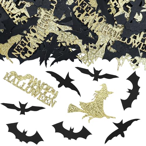 VIKY® Halloween Deko Konfetti, 100 Halloween Dekoration Confetti, Fledermäuse Streudeko Tisch Deko, Halloween Party Hexen Deko, Tischdeko Fledermaus Deko, Halloween Party Dekorationen Horror Deko von VIKY