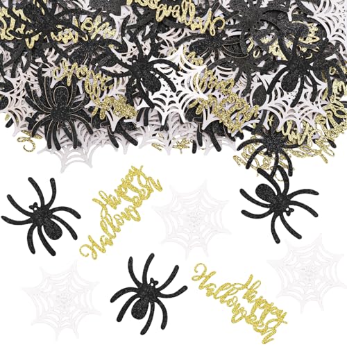 VIKY® Halloween Deko Konfetti,100 Stück Halloween Dekoration Confetti,Spinne Streudeko Tisch Deko,Halloween Party Spinne Deko,Spinnennetze Tischdeko Spinnen Deko,Halloween Party Dekoration Horror Deko von VIKY