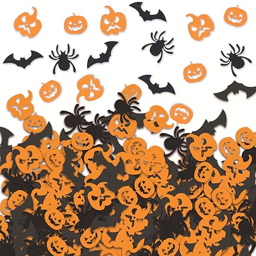 VIKY® Halloween Deko Kürbis Konfetti, 100 Stück Halloween Party Confetti, Fledermaus Streudeko, Fledermaus Streudeko Tisch Deko, Halloween Spinne Tischdeko, Confetti für Halloween Party Dekoration von VIKY