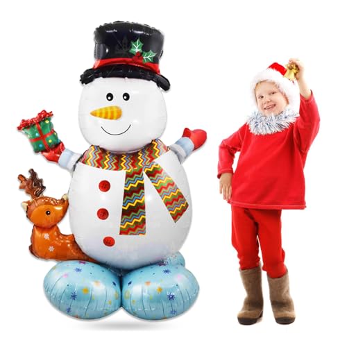 VIKY® Weihnachtsdeko Weihnachten Luftballons, XXL 3D Elch Schneemann Folienballon Stehend, Weihnachten Deko Ballon, Merry Christmas Decorations, Weihnachtsballons Stehender für Weihnachten Party Deko von VIKY