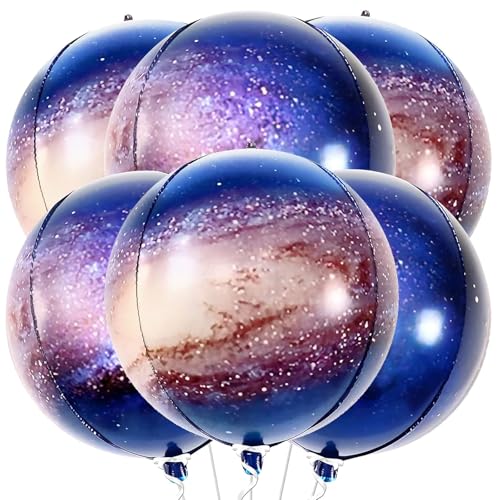 VIKY® 6 Stücke Weltraum Kindergeburtstag Deko Folienballons,22 Zoll 4D Planeten Luftballons Geburtstag Junge,Galaxie Weltraum Deko Folienballon,Helium Ballons für Babyparty,Weltraum Themen Party Deko von VIKY