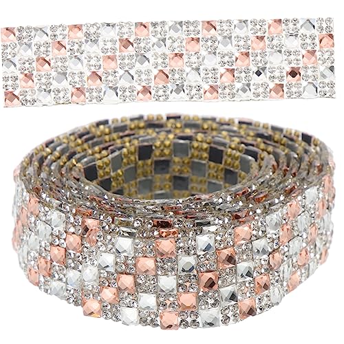 1 Rolle Strassband Aus Glas Selbstklebendes Vinyl Chiffonband Aus Merenoir-seide Haarband Quaste Schwarzes Satinband Sackleinenband Strass-mesh Hotfix Textilband Funkeln Aufkleber VILLCASE von VILLCASE