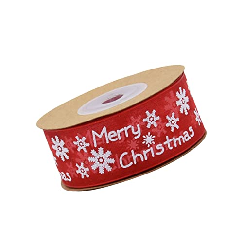 1 Rolle Weihnachtsverpackungsbänder weihnachtsband christmas ribbon weihnachtsfi weihnachtrn roter Christbaumschmuck Weihnachtsdekoration mit roter Schleife Schneeflockenbänder VILLCASE von VILLCASE