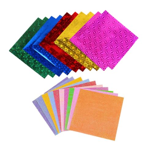 100 Stück Origami Quadrat Glitzerpapier Farbiges Füllpapier Farbpapier Pastellfarbenes Papier Farbiges Druckpapier Quadratisches Bastelpapier Faltpapiere Faltbares Papier VILLCASE von VILLCASE