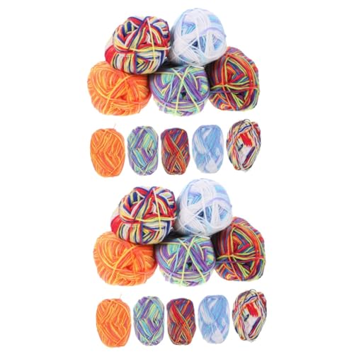 2 Sätze 2 Sets Dreisträngiges Farbverlaufsgarn Gewebte Decke Fleecedecken Gestrickte Decke Quiltzubehör Leinengarn Swift Wolle Häkelzubehör Mehrfarbiges Garn Stricken 10 Rollen*2 VILLCASE von VILLCASE