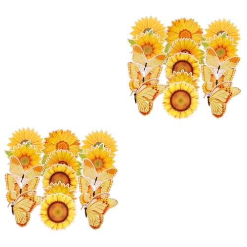 2 Sätze Sonnenblumen-decoupage Papierschere Pauspapier Papphefter Sonnenblumen Dekoration Blumendekor Blumenausschnitte Klassenzimmer-papierblume Tafeldekor Yellow 45 Stück * 2 VILLCASE von VILLCASE