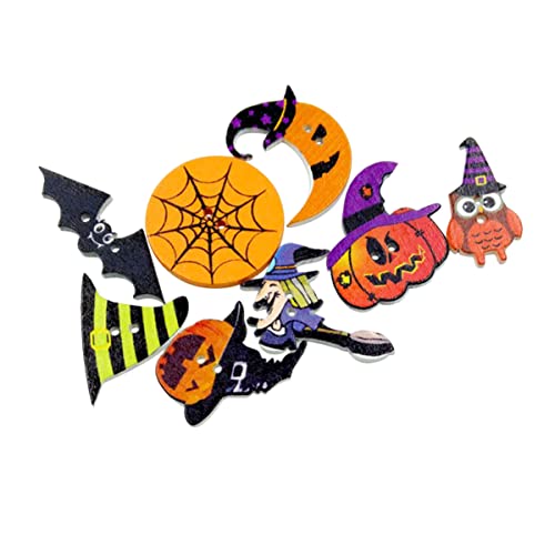 25St Halloween-Dekoration Scrapbooking-Schaltflächen Knopf mit flacher Rückseite Nadelfilz-Set Hefter trachten knöpfe Kostümknöpfe Halloween dekorative Knöpfe 2 Lochknöpfe Hölzern VILLCASE von VILLCASE