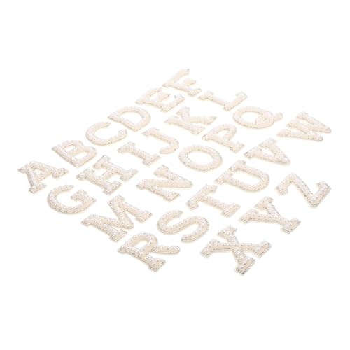 26st Selbstklebende Perlensticker Perlenflecken Kleiderflicken Für Löcher Alphabet-aufkleber Klein Benutzerdefinierte Patches Designer-patches Die Flicken Nähen Gold Polyester Weiß VILLCASE von VILLCASE