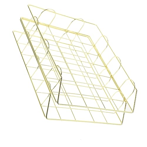 2St Schreibtisch Magazinhalterung Halter für Briefablage Dokumentenhalter Bürotisch storage boxes aufbwahrungs-box wichtiger Dokumententräger Zeitschriftenhalter Eisen Golden VILLCASE von VILLCASE