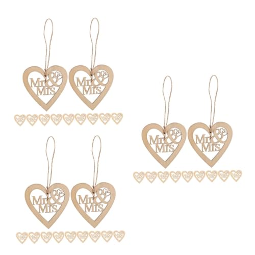 3 Sätze Hochzeitsdekoration Aus Holz Valentinstag Holzdekor Dekorative Ausschnitte Ornament Romantische Valentinsdekorationen Herz Handwerk Herzhandwerk Hölzern Beige 20 Stück * 3 VILLCASE von VILLCASE