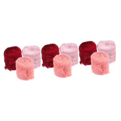 3 Sätze Von Hand Zerrissenes Band Mit Rohen Kanten Tür Gelbes Band Sackleinen Partydekorationen Rosa Schleife Ribbon Ripsband Hochzeitsband Dekoratives Band Polyester 3 Rollen * 3 VILLCASE von VILLCASE