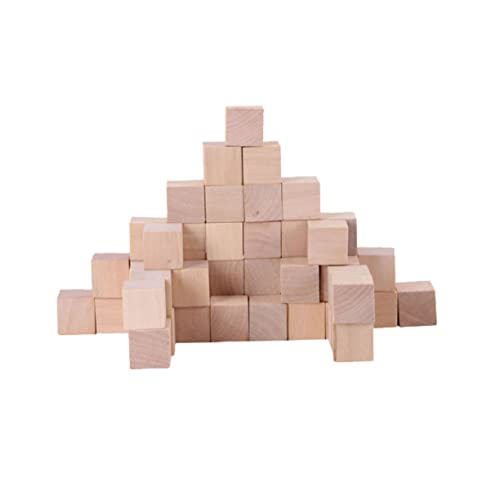 50 Stück Bastelwürfel aus Holz Holzblöcke Holzdekoration Holzbausätze Bausteine Würfel selber machen Würfel zählen quadratische Blöcke quadratischer Holzblock kleiner Block Hölzern VILLCASE von VILLCASE