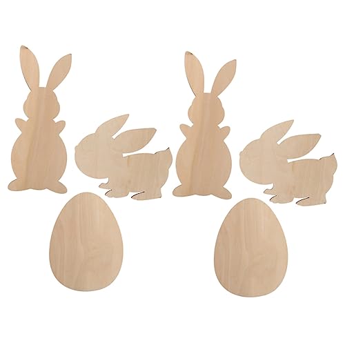 6St Haseneier aus Holz basteln ostern osterbasteln Handgemachte Osterdekoration holzfiguren ostern Kaninchen Hasenbilder Wanddekoration Beute Osterausschnitte Osterhasenausschnitte VILLCASE von VILLCASE